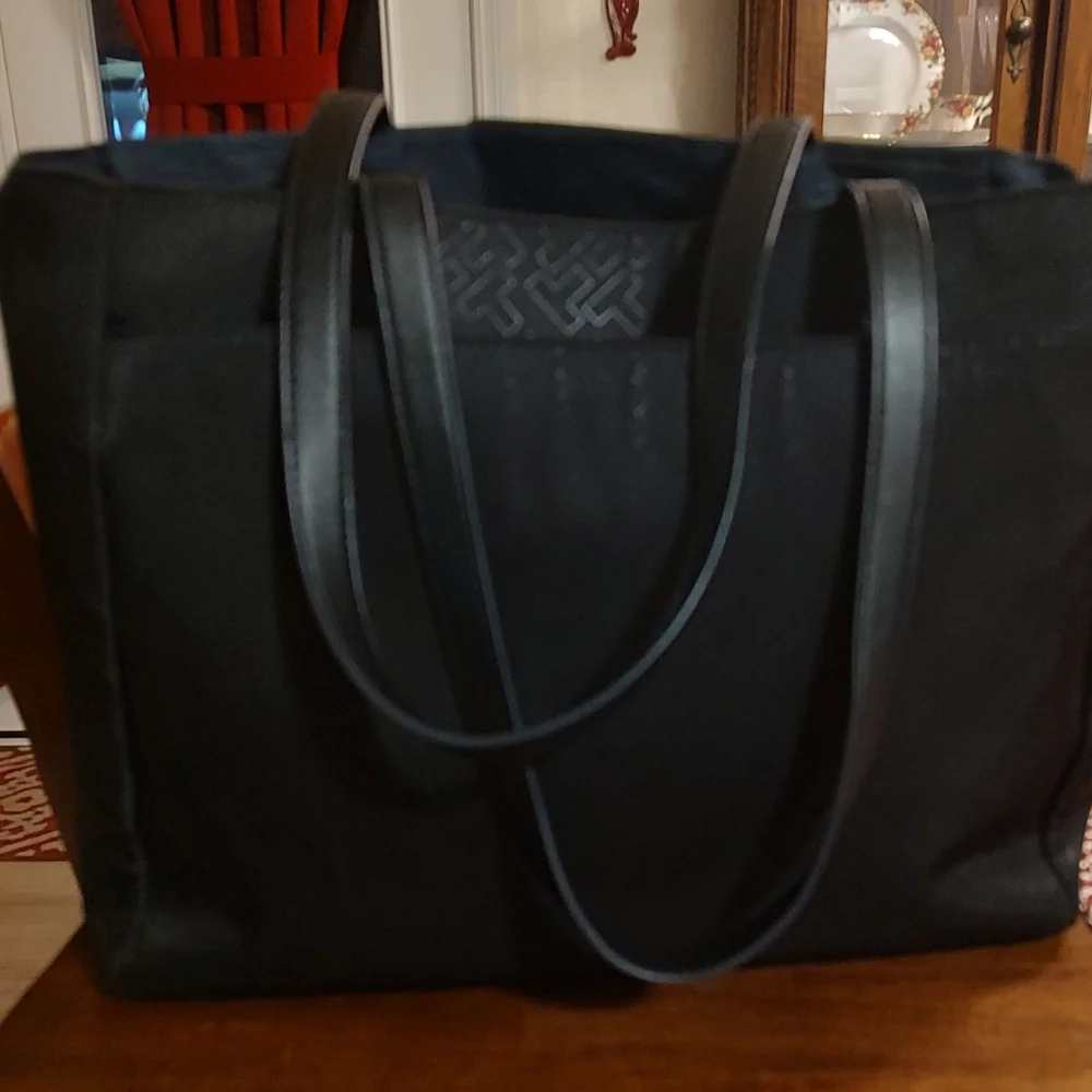 Tommy Hilfiger Black Laptop Bag with Red and White Stripe